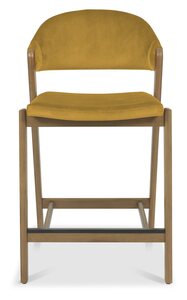 Upholstered Bar Stool - Mustard Velvet (Pair)