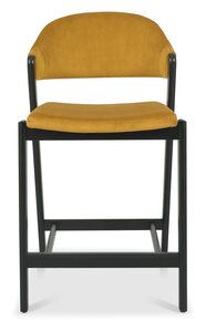 Upholstered Bar Stool - Mustard Velvet (Pair)
