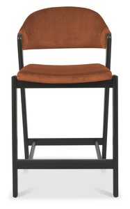 Upholstered Bar Stool - Rust Velvet (Pair)
