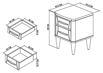 2 Drawer Nightstand
