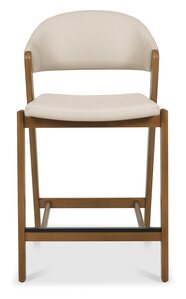 Upholstered Bar Stool - Ivory Bonded Leather (Pair)