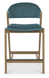Upholstered Bar Stool - Azure Velvet (Pair)
