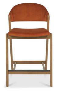 Upholstered Bar Stool - Rust Velvet (Pair)