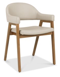 6049-09UA-IV Upholstered Arm Chair - Ivory Bonded Leather