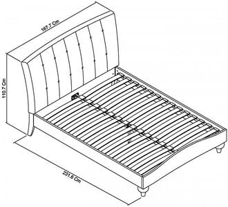 150Cm Upholstered Bedstead - Vertical Stitch - Pebble Fabric