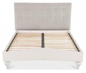 135Cm Upholstered Bedstead - Vertical Stitch - Pebble Fabric