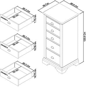5 Drawer Tall Chest