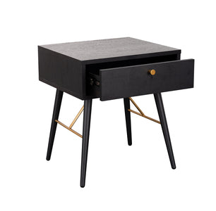 Bedside Table 1 Drawer - Black and Copper