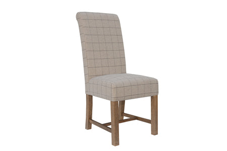 CH27-CN Fabric Dining Chair - Check Natural