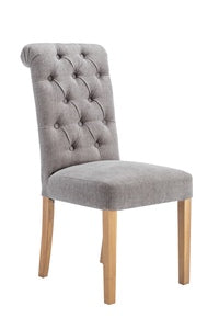 CH28-GR Button Back Scroll Top Dining Chair - Grey