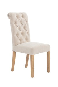 CH28-NAT Button Back Scroll Top Dining Chair - Natural