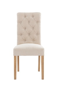 Button Back Scroll Top Dining Chair - Natural