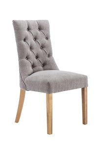 CH33-GR-1 Curved Button Back Dining Chair - Natural