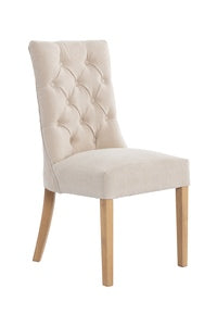 CH33-NAT-1 Curved Button Back Dining Chair - Natural