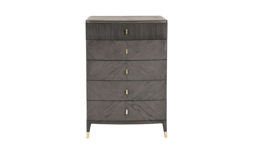 Dil-412-EB Tall Chest 5 Drawer Ribbed Top Drw - Ebony