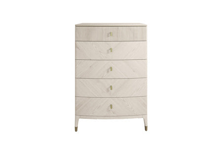Dil-412-ST Tall Chest 5 Drawer Ribbed Top Drw - Stone