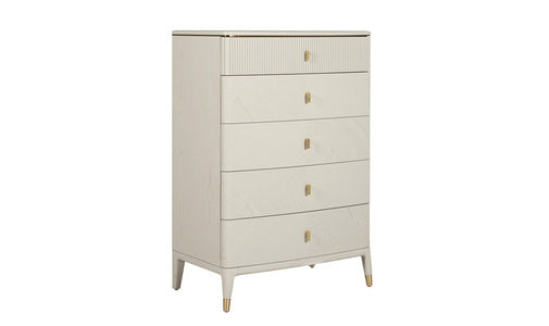 Tall Chest 5 Drawer Ribbed Top Drw - Stone