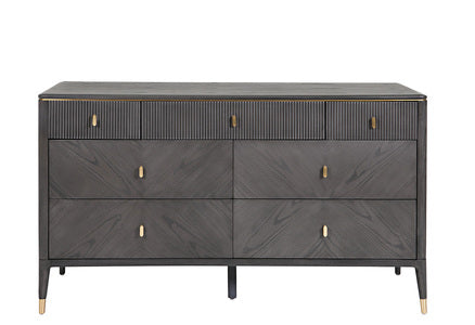 Dil-413-EB NEW Dressing Chest 7 Drawer Ribbed Top Drws - Ebony