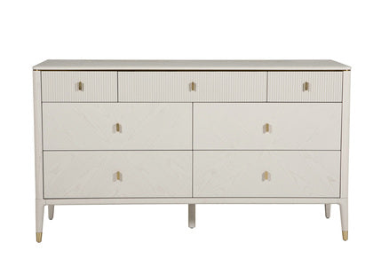 Dil-413-ST Dressing Chest 7 Drawer Ribbed Top Drws - Stone