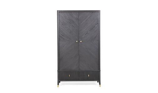Dil-422-EB Wardrobe 2 Door 2 Drawer Ribbed Drawers - Ebony