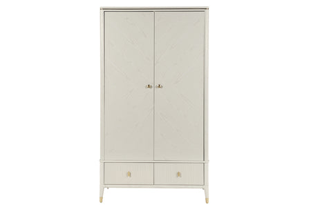 Dil-422-ST Wardrobe 2 Door 2 Drawer Ribbed Drawers - Stone