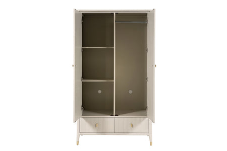 Wardrobe 2 Door 2 Drawer Ribbed Drawers - Stone