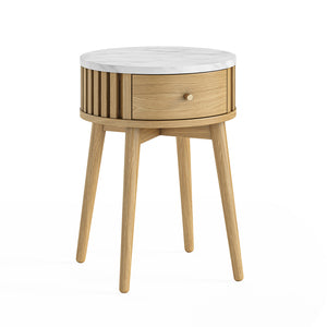 8995 Round Side Table - Marble Top / Natural