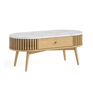 8998 Oval Coffee Table - Marble Top / Natural