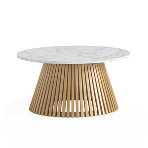 8999 Round Coffee Table - Marble Top / Natural