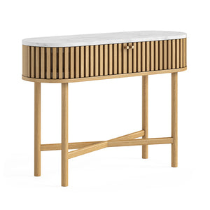 9000 Oval Console Table - Marble Top / Natural