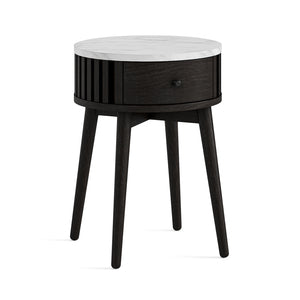 9255 Round Side Table - Marble Top / Black