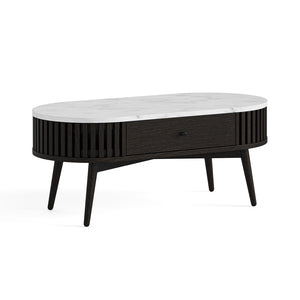 9258 Oval Coffee Table - Marble Top / Black