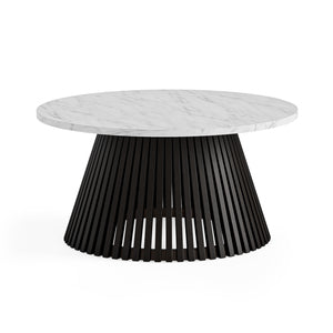 9259 Round Coffee Table - Marble Top / Black