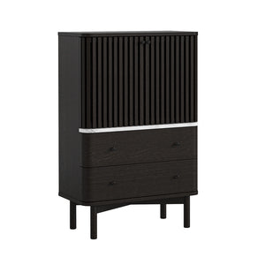 9268 Shoe Cabinet - Marble Top / Black