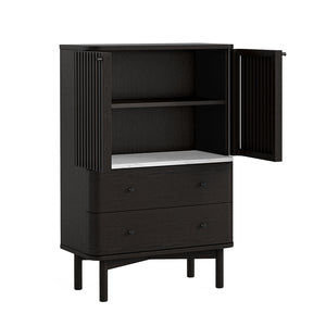 Shoe Cabinet - Marble Top / Black