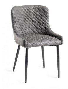 H1001-09-FGY Cezanne - Dark Faux Leather Chairs With Sand Black Powder Coated Legs (Pair)