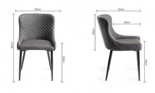 Cezanne - Dark Faux Leather Chairs With Sand Black Powder Coated Legs (Pair)