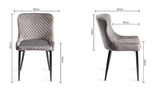 Cezanne - Velvet Fabric Chairs With Sand Black Powder Coated Legs (Pair)