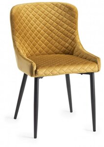 H1001-09-VMU Cezanne - Mustard Velvet Fabric Chairs With Sand Black Powder Coated Legs (Pair)