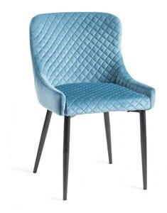 H1001-09-VPB Cezanne - Petrol Blue Velvet Fabric Chairs With Sand Black Powder Coated Legs (Pair)