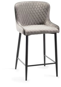 H1001-09BS-VGY Cezanne - Velvet Fabric Bar Stools With Sand Black Powder Coated Legs (Pair)