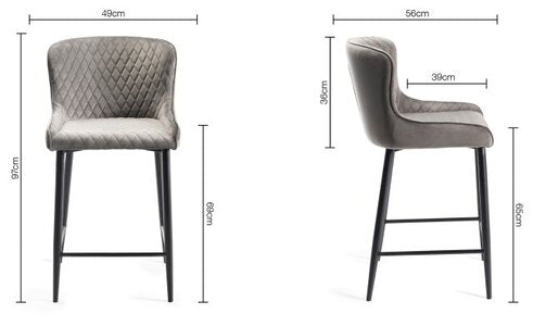 Cezanne - Velvet Fabric Bar Stools With Sand Black Powder Coated Legs (Pair)