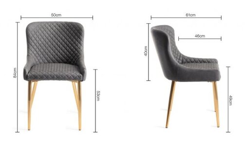 Cezanne - Dark Faux Leather Chairs With Matt Gold Plated Legs (Pair)