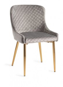 H1002-09-VGY Cezanne - Velvet Fabric Chairs With Matt Gold Plated Legs (Pair)