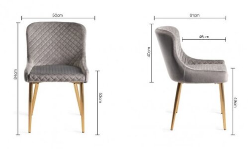 Cezanne - Velvet Fabric Chairs With Matt Gold Plated Legs (Pair)