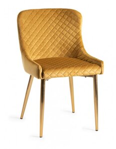 H1002-09-VMU Cezanne - Mustard Velvet Fabric Chairs With Matt Gold Plated Legs (Pair)