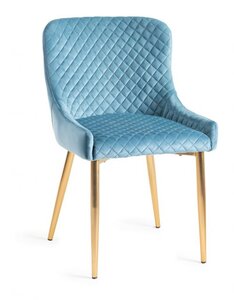 H1002-09-VPB Cezanne - Petrol Blue Velvet Fabric Chairs With Matt Gold Plated Legs (Pair)