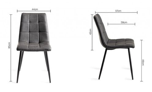 Mondrian - Dark Faux Leather Chairs With Sand Black Powder Coated Legs (Pair)