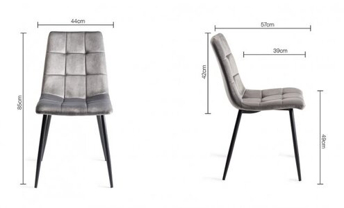 Mondrian - Velvet Fabric Chairs With Sand Black Powder Coated Legs (Pair)