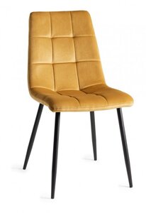 H1010-09-VMU Mondrian - Mustard Velvet Fabric Chairs With Sand Black Powder Coated Legs (Pair)